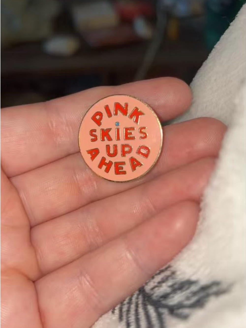ban.do Pink and Red "Pink Skies Up Ahead" Enamel Pin